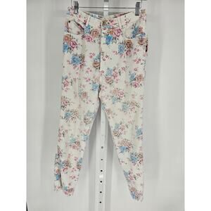 Vintage 1990s Braxton Womens Sz 16 High Waist Mom Jeans White Floral